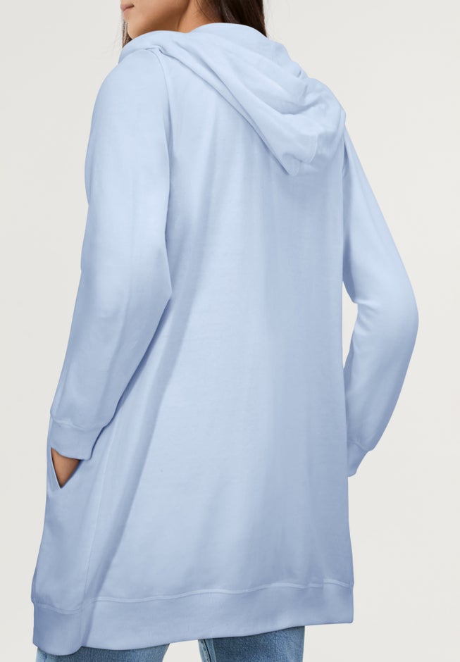 French Terry Long Sleeve Zip-Front Tunic Hoodie image number 1