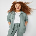 French Terry Long Sleeve Zip-Front Tunic Hoodie image number null