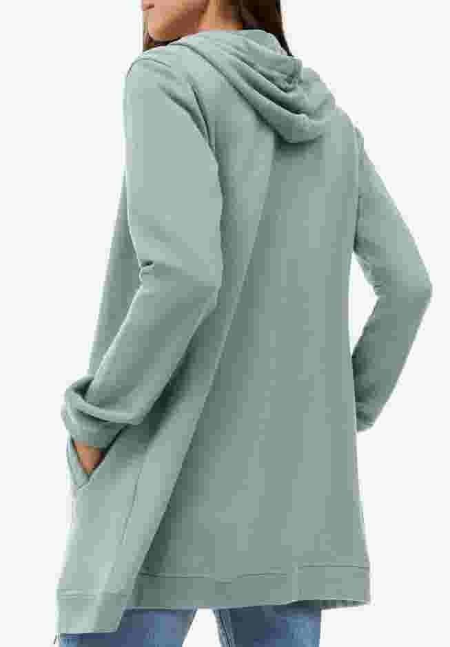 French Terry Long Zip Front Hoodie image number 1