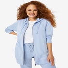 French Terry Long Sleeve Zip-Front Tunic Hoodie image number null