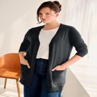 V-Neck Button-Front 100% Cotton Boyfriend Cardigan image number null