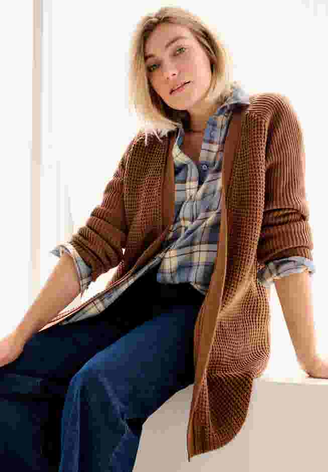 Open Front Waffle Cardigan image number 4