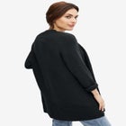 Open Front Long Ribbed Sleeve Waffle Cardigan image number null