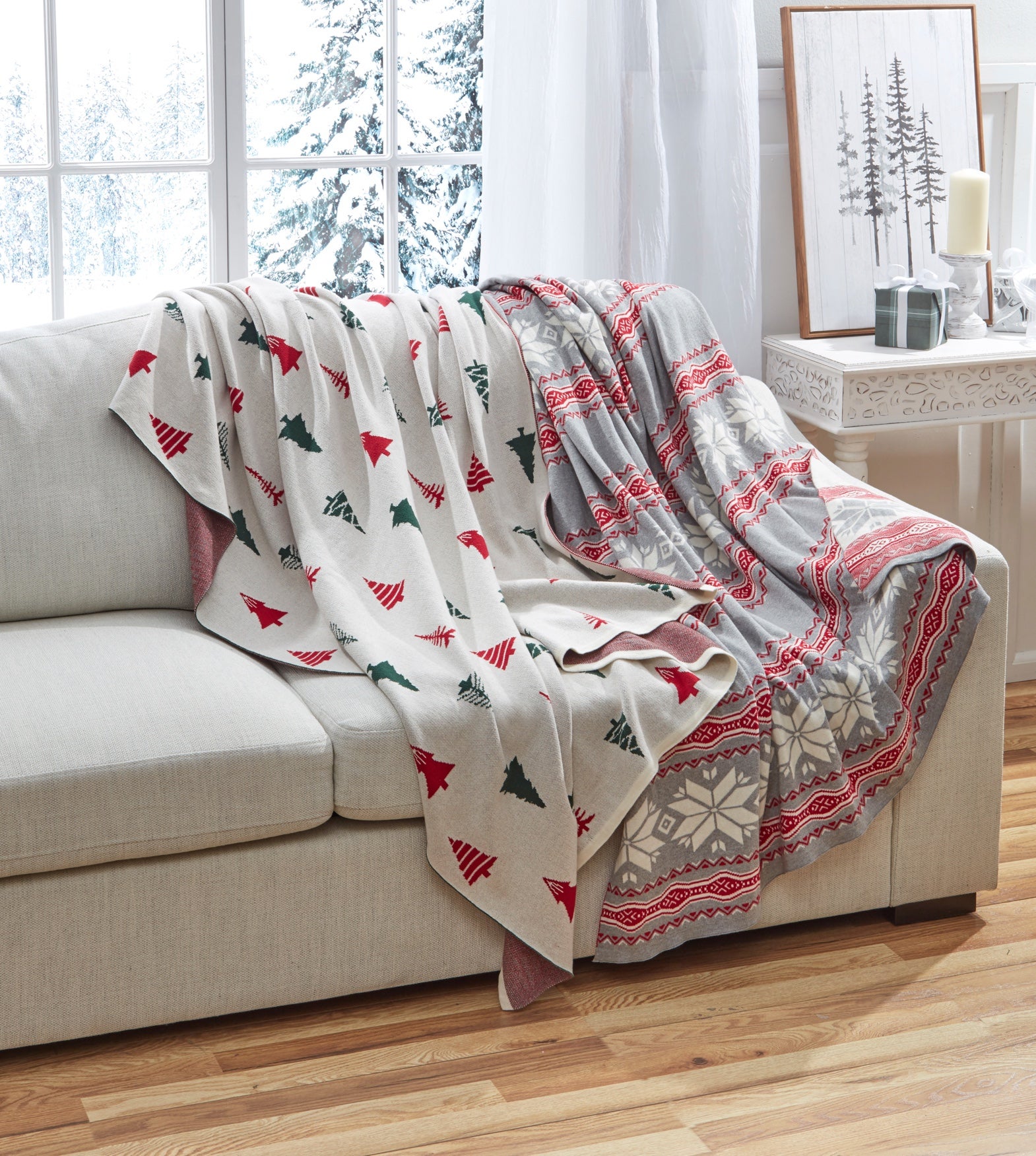 Holiday Knitted Throw Blanket image number 1