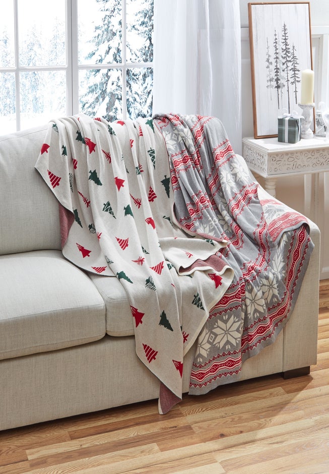 Holiday Knitted Throw Blanket image number 1
