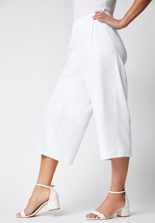 Wide-Leg Crop Crepe Pants image number 1