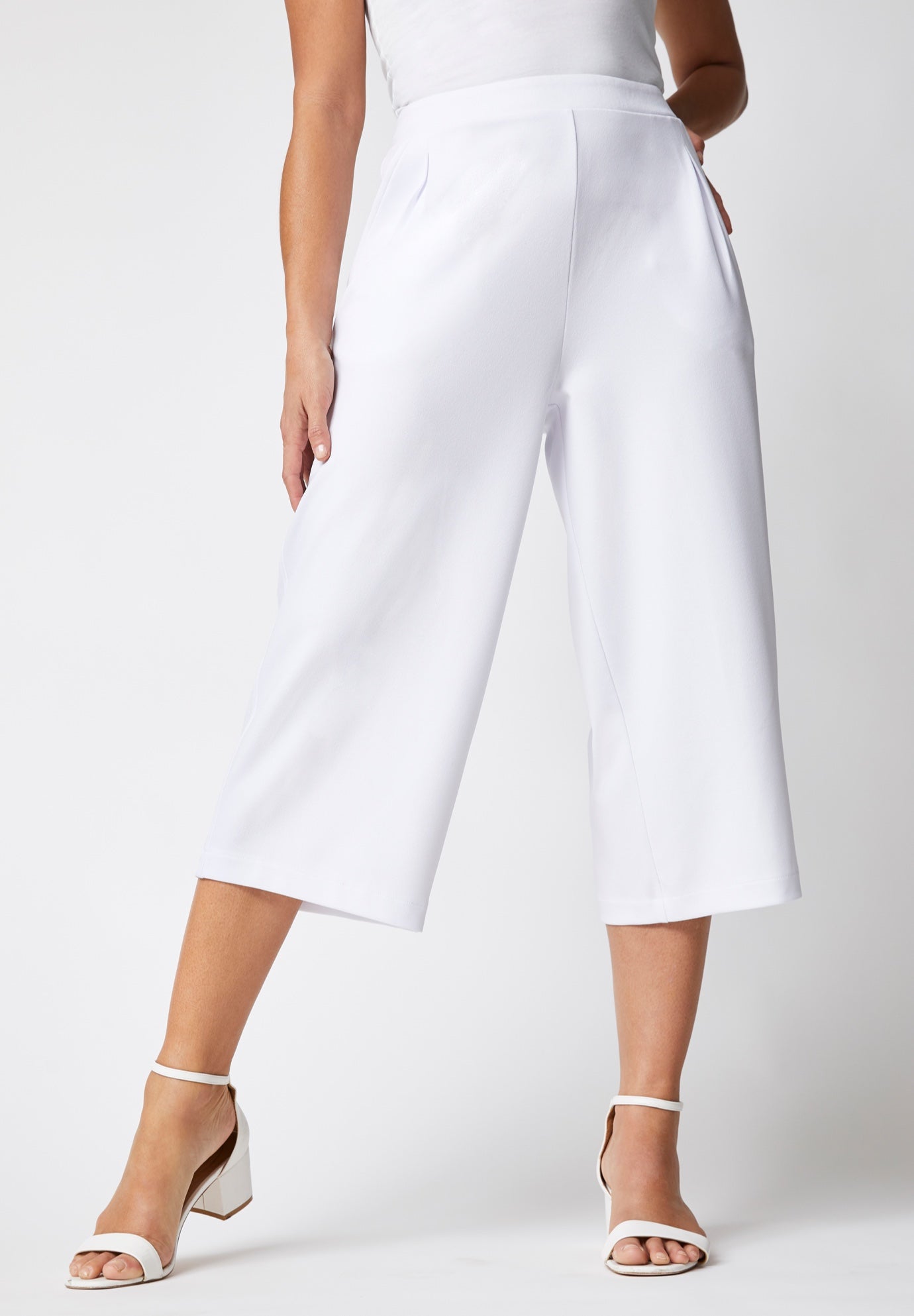 Wide-Leg Crop Crepe Pants image number 0