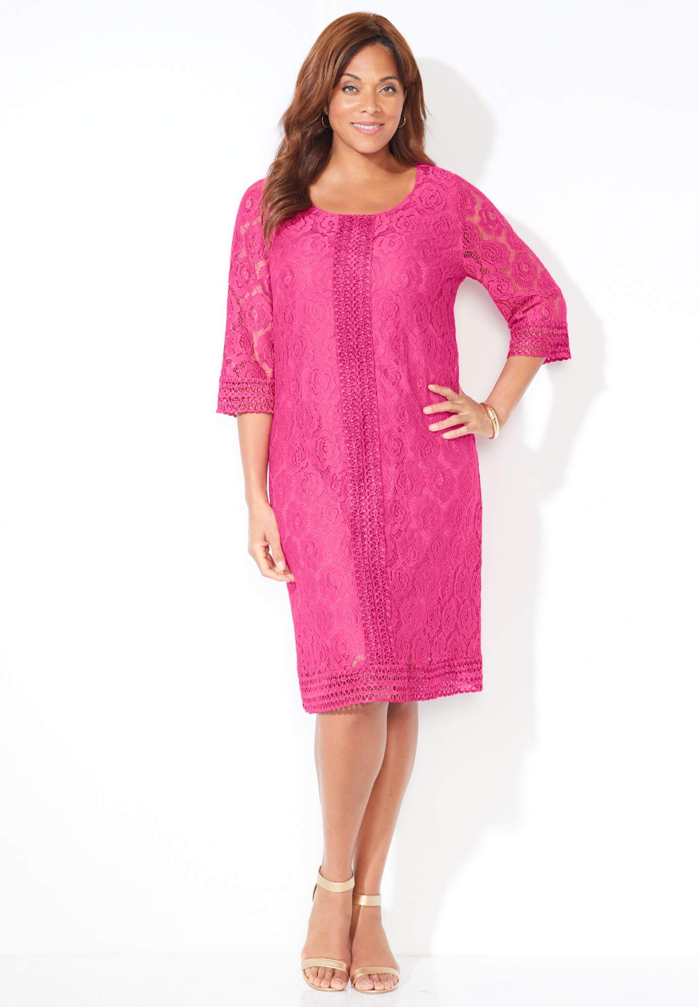 Crochet Trim Shift Dress image number 0