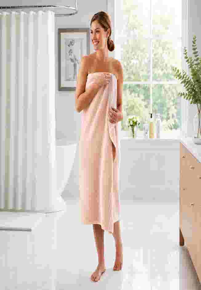 Affordable Zero Twist 100% Cotton Oversized Bath Sheet, Blush | Brylane ...