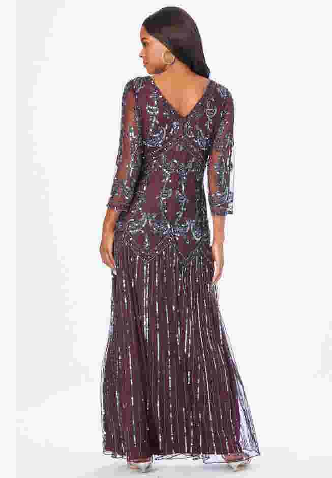 Beaded V Neck Gown image number 1