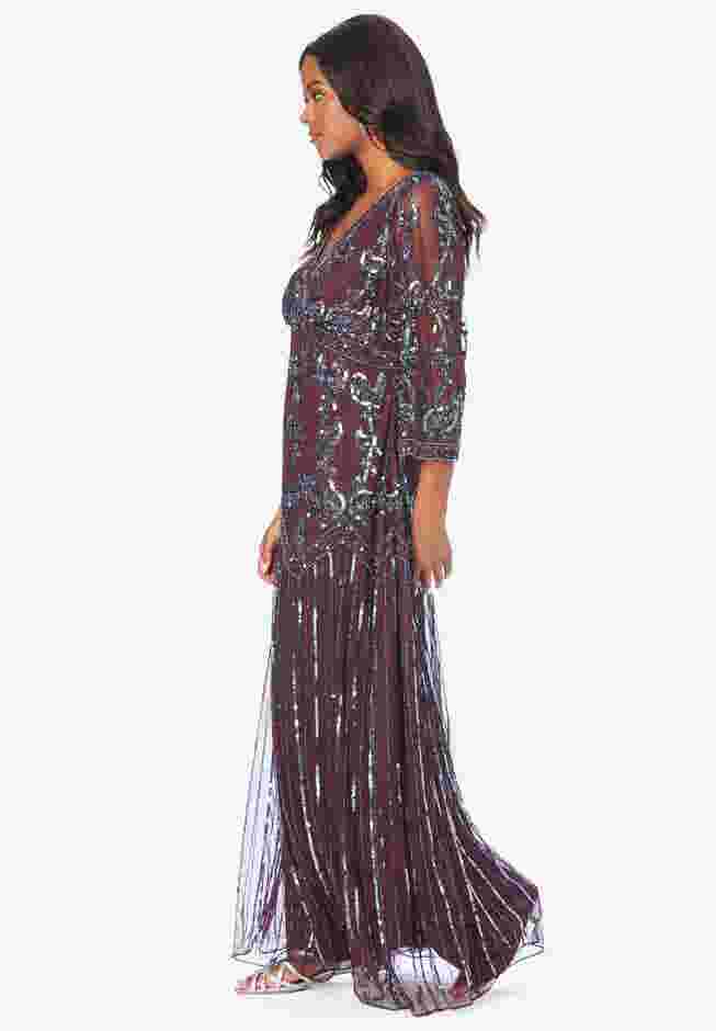 Beaded V Neck Gown image number 2