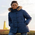 Faux Fur Trim Two-Way Zip-Front Mid-Length Parka image number null