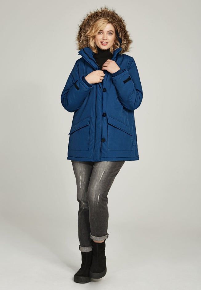 Faux Fur Trim Two-Way Zip-Front Mid-Length Parka image number 3