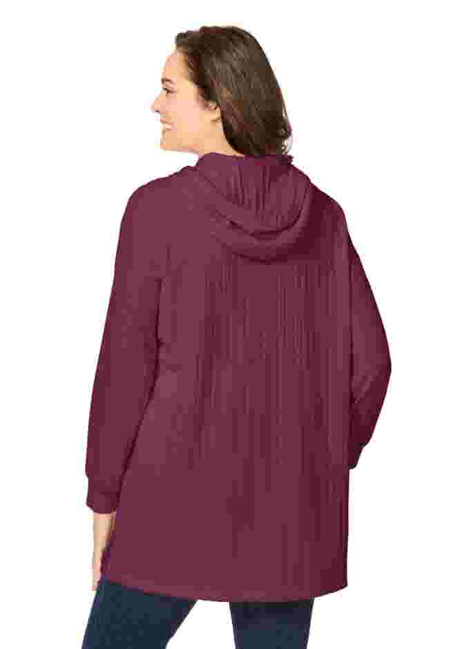 Rib-Knit Sherpa Hoodie Sweatshirt image number 1