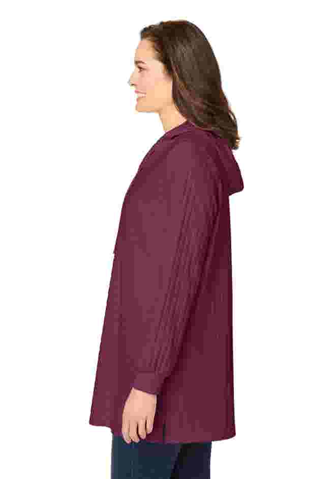 Rib-Knit Sherpa Hoodie Sweatshirt image number 2
