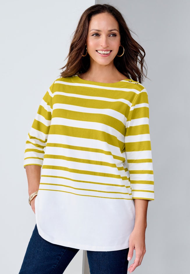 Stretch Cotton Boatneck Tunic image number 6