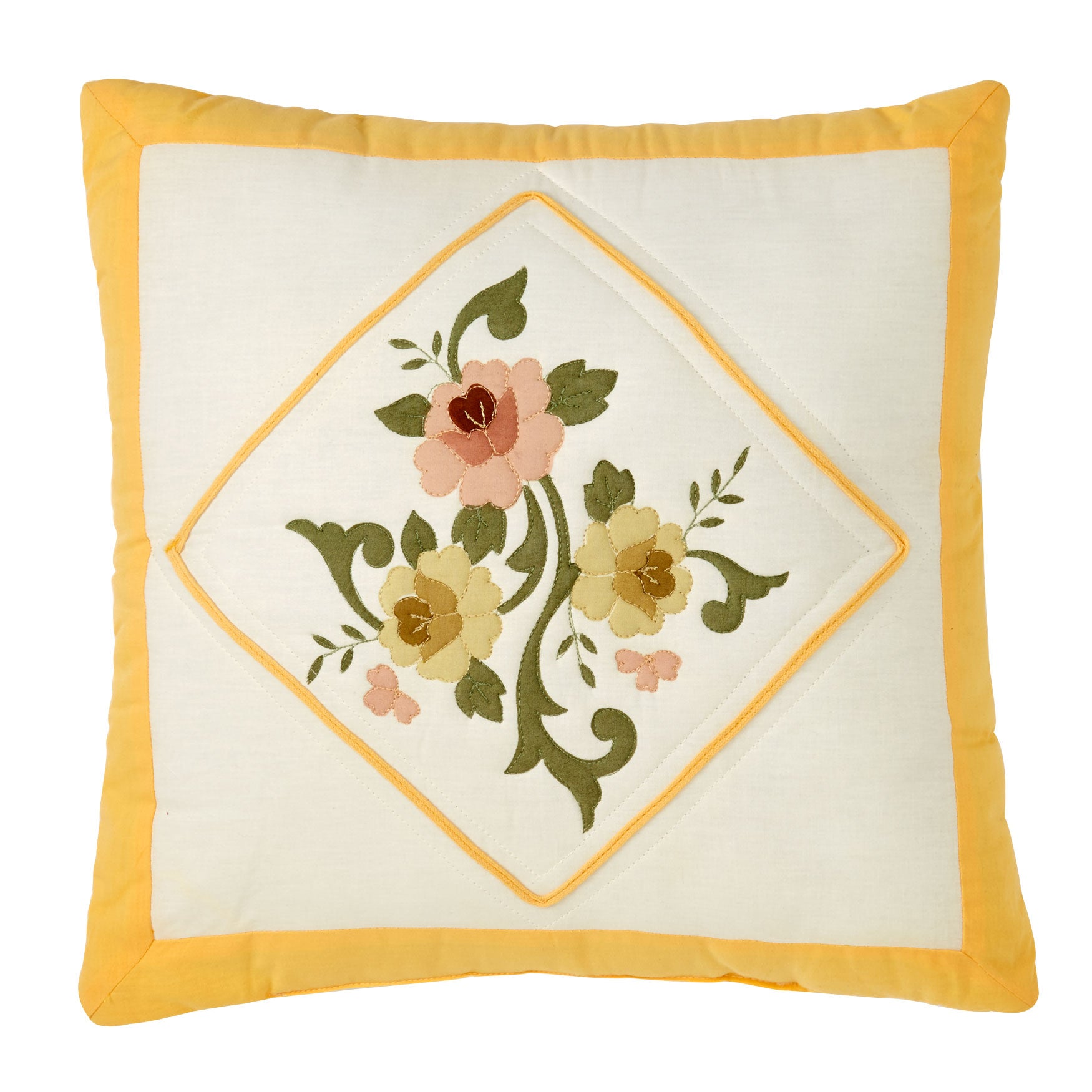 Ava Embroidered Cotton 16" Square Pillow image number 0