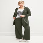 French Terry Wide Leg Sweatpants With Drawstring Elastic Waistband image number null