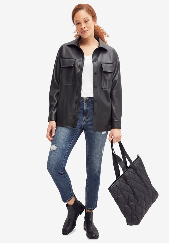 Faux Leather Shirt Jacket image number 0
