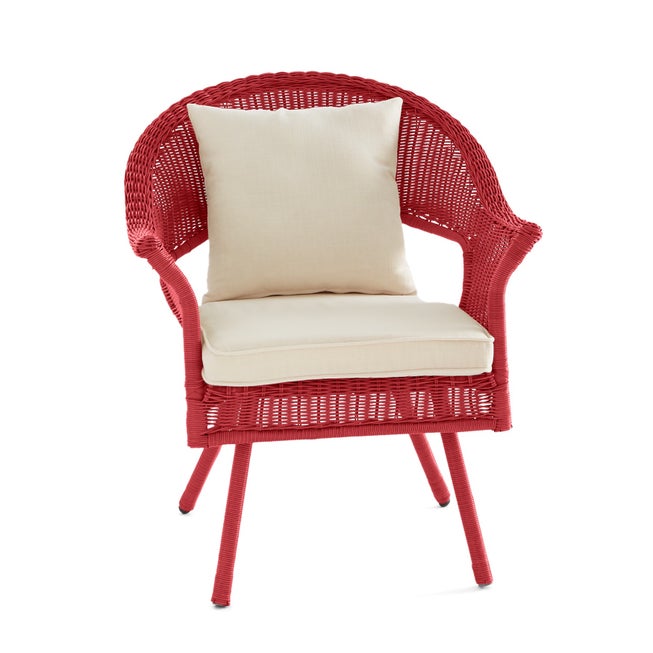 Brylane Roma Rocker Affordable Roma Hand-Woven Resin Wicker Stacking Chair, Coral | Brylane ...