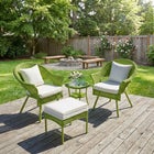 Roma Hand-Woven Resin Wicker Stacking Chair with Toss Pillow & Seat Cushion image number null