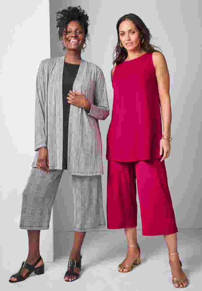 Stretch Knit Wide Leg Crop Pant image number 2