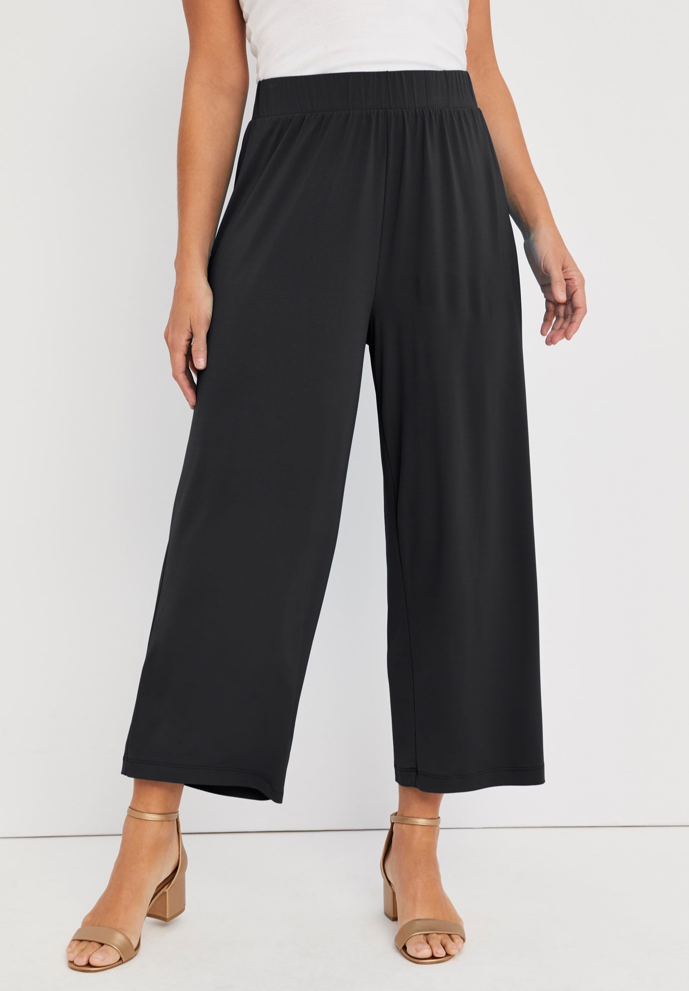 Stretch Knit Wide Leg Crop Pant image number 0