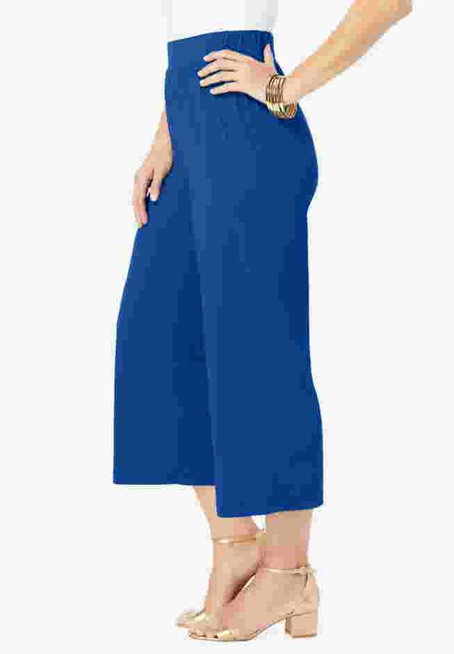 Stretch Knit Wide Leg Crop Pant image number 2