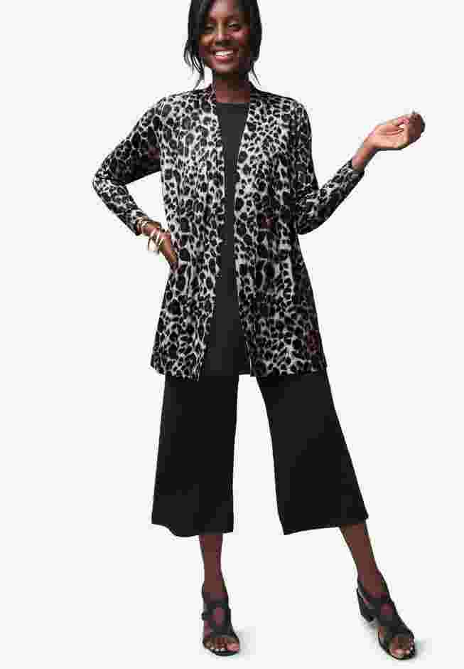 Stretch Knit Wide Leg Crop Pant image number 4