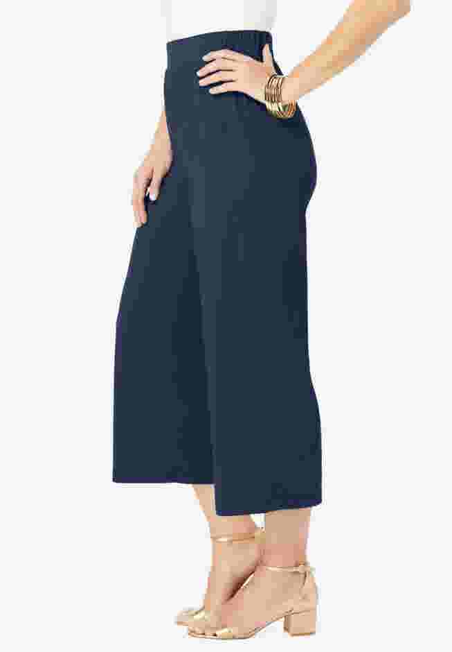 Stretch Knit Wide Leg Crop Pant image number 2