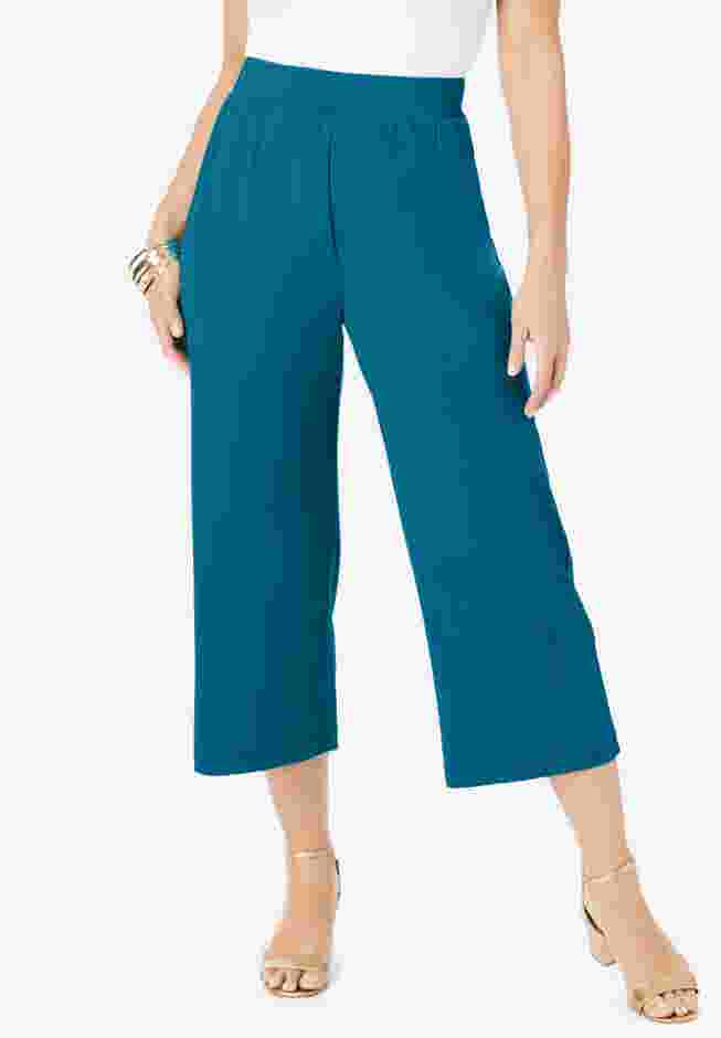 Stretch Knit Wide Leg Crop Pant image number 0