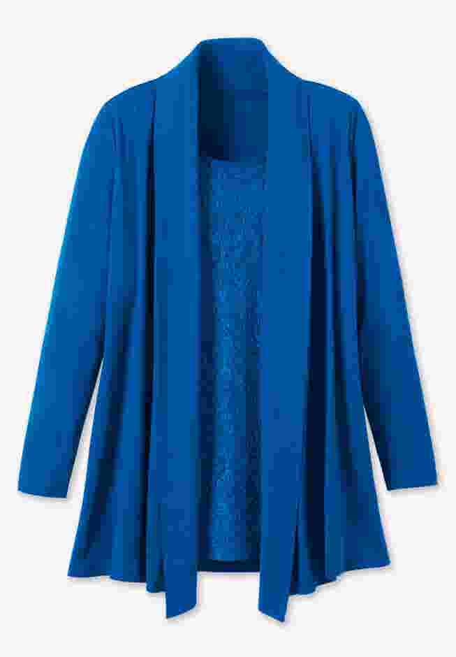 2-Fer Cardigan & Attached Lace Tunic image number 4