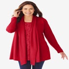 2-Fer Cardigan & Attached Lace Tunic image number null