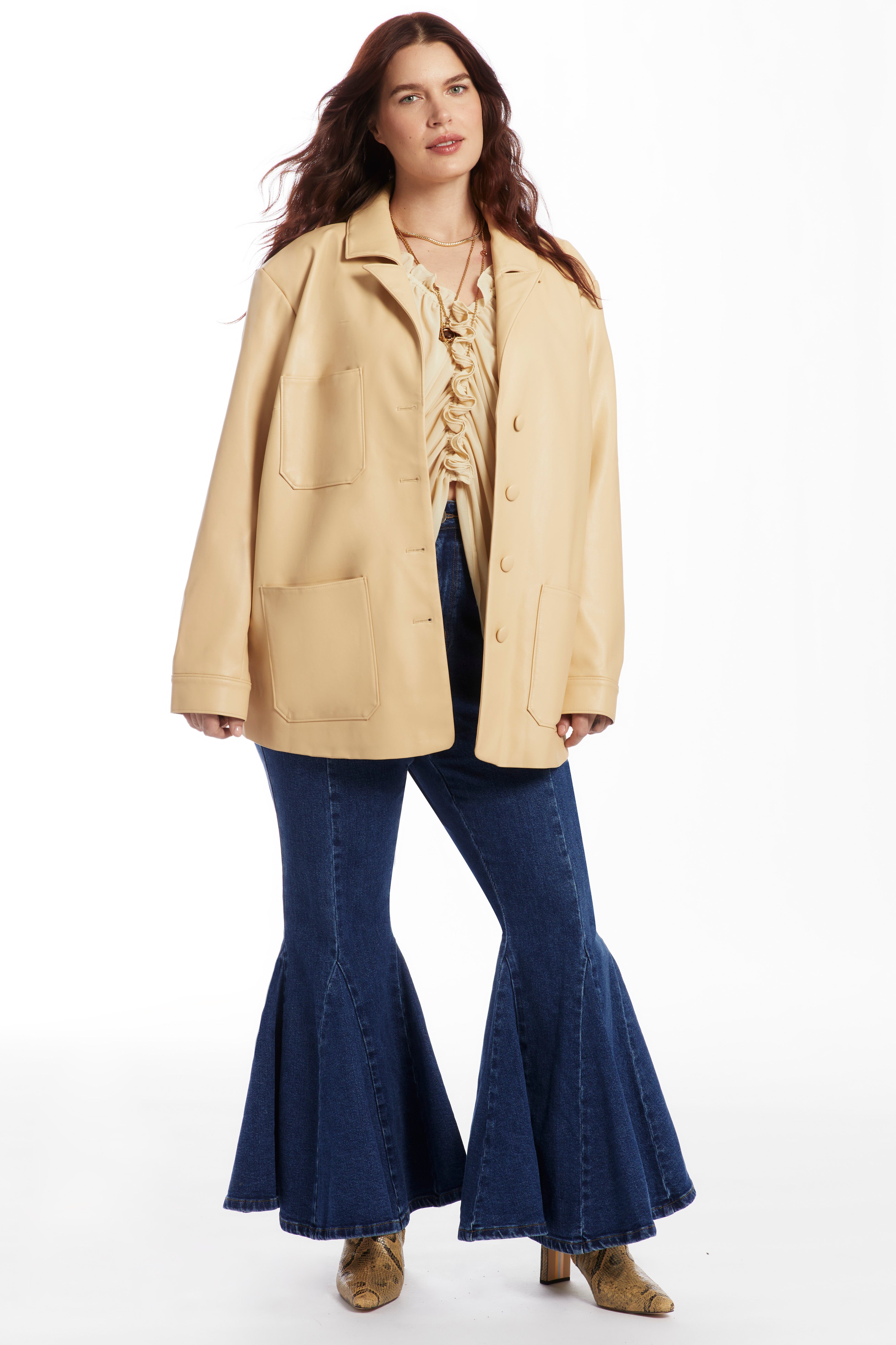 Relaxed Faux Leather Blazer image number 0