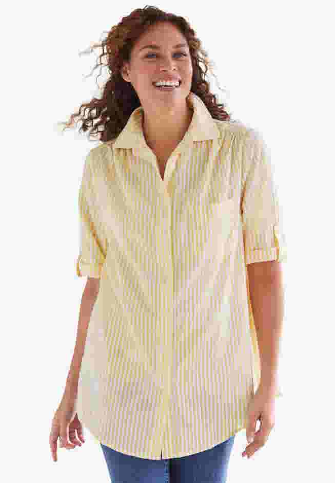 Short-Sleeve Button Down Seersucker Shirt image number 8