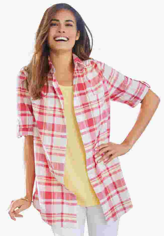 Short-Sleeve Button Down Seersucker Shirt image number 9