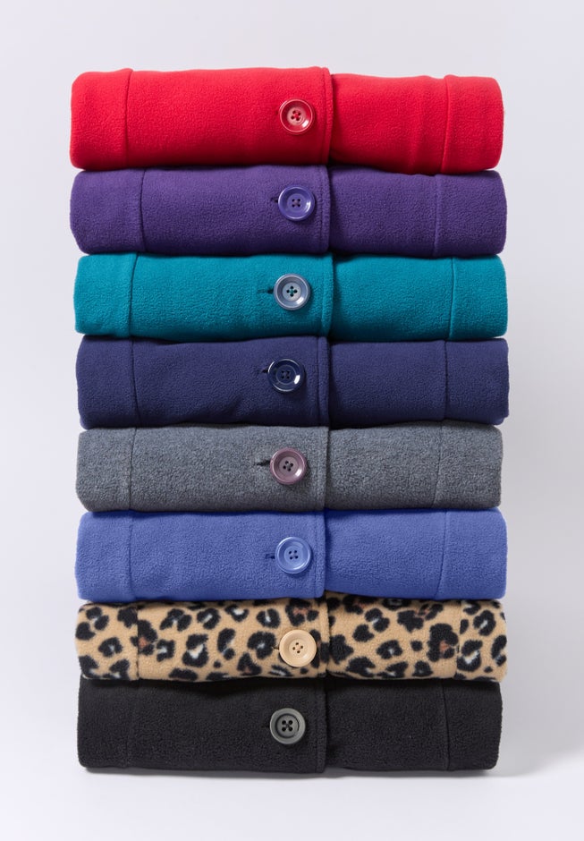 Plus Size Button Up Fleece Jacket image number 6