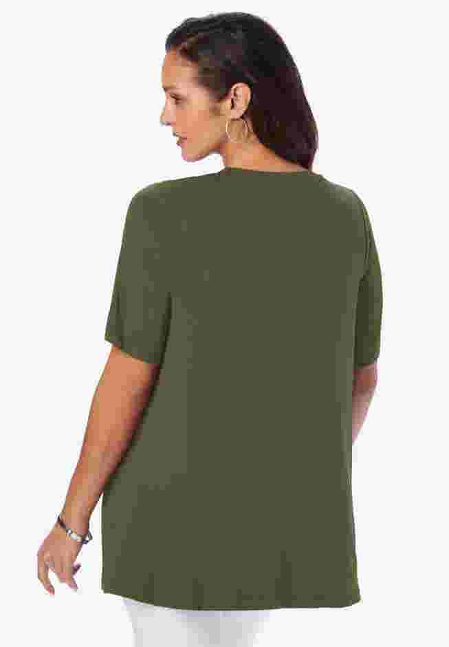 Stretch Knit V-Neck Swing Tunic image number 1