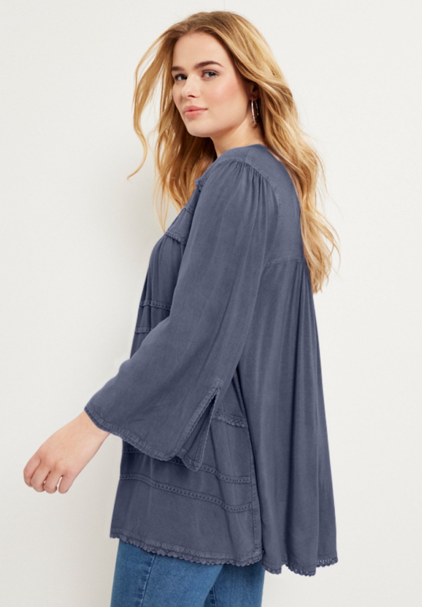 Acid Wash Peasant Blouse image number 5