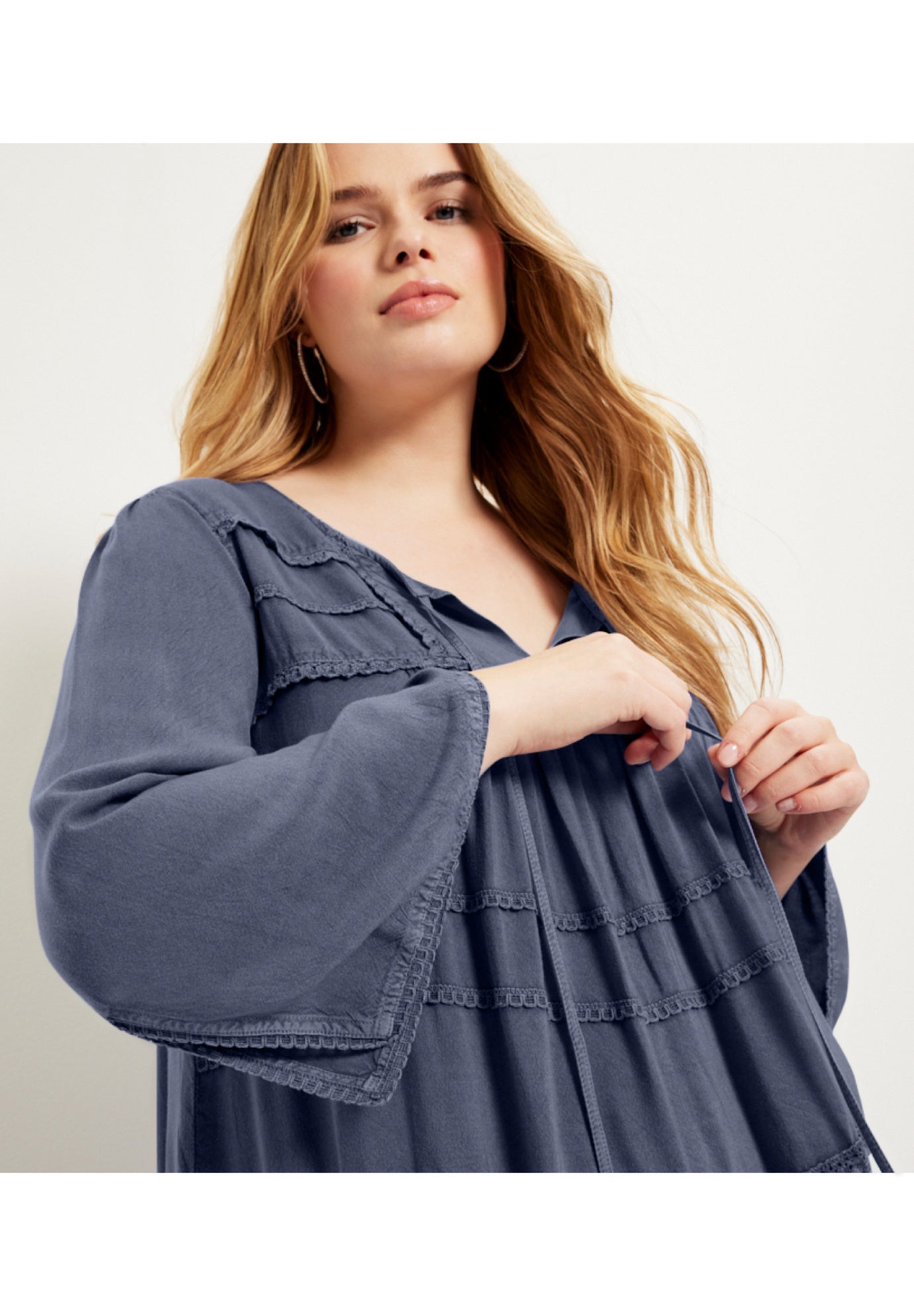 Acid Wash Peasant Blouse image number 6