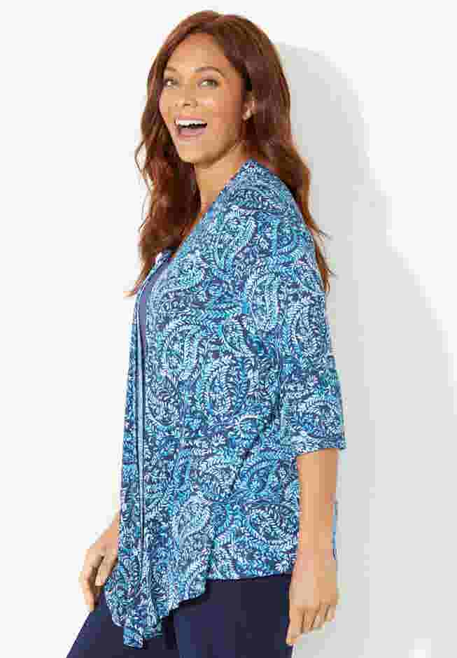 Cardigan and Tank One Piece Top image number 2
