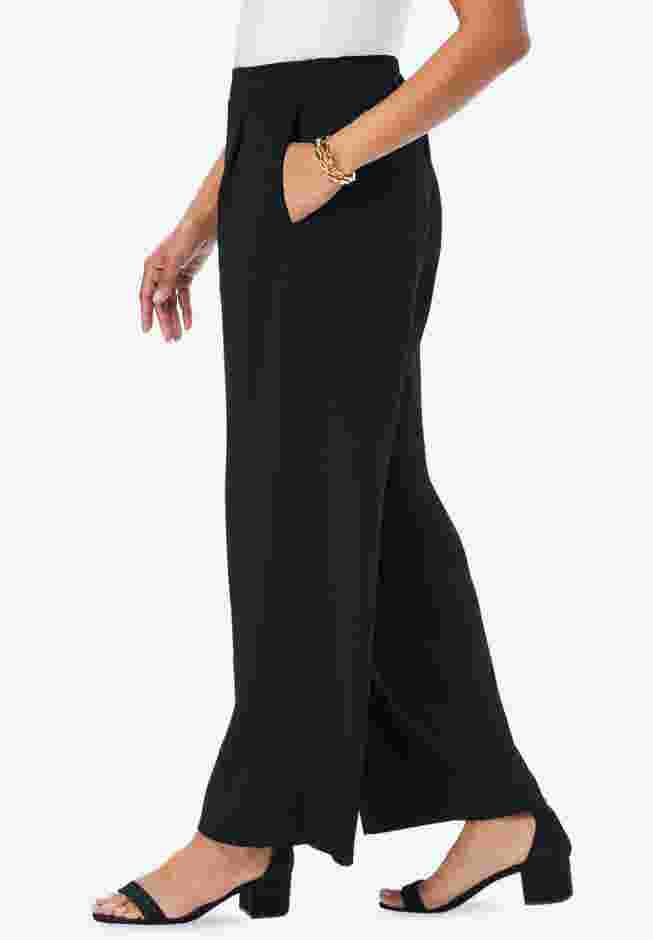 Stretch Knit Crepe Wide Leg Pant image number 2