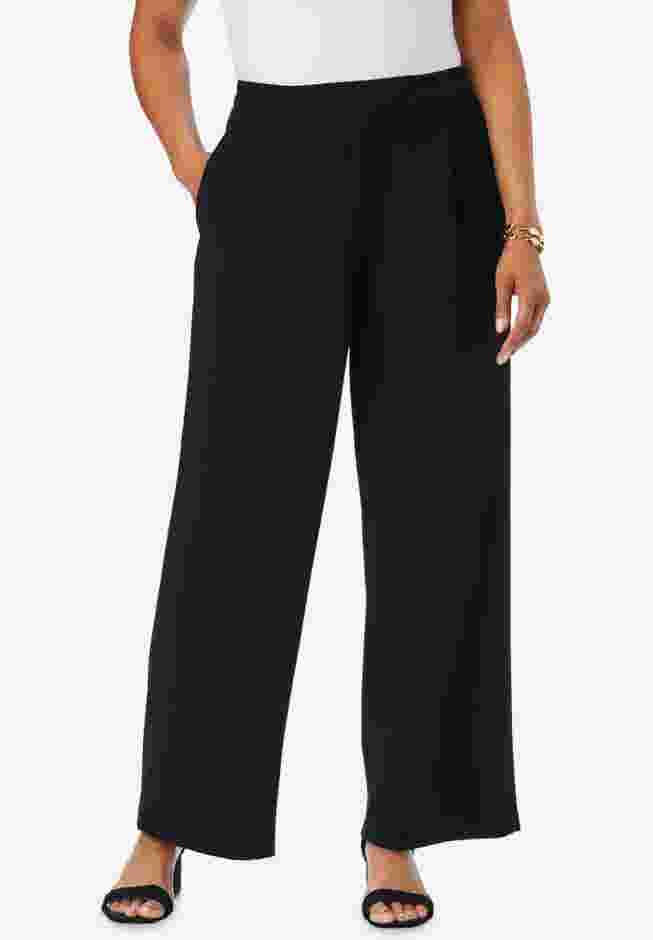 Stretch Knit Crepe Wide Leg Pant image number 0