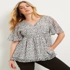 Faux Wrap Fit-and-Flare Top image number null