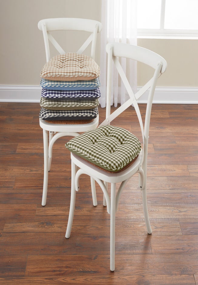 Gingham Gripper® Chair Cushion image number 1