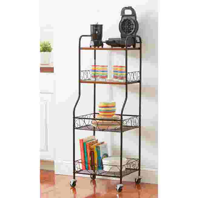 Simple Scroll 4-Tier Rolling Rack, Black | Brylane Home