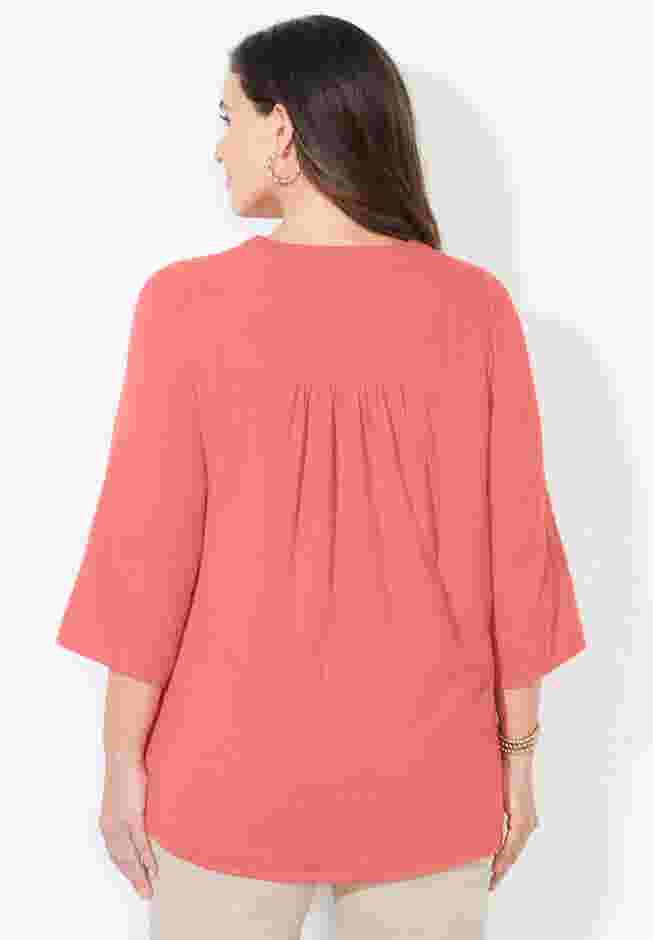 Liz&Me® Y-Neck Lace Blouse image number 1