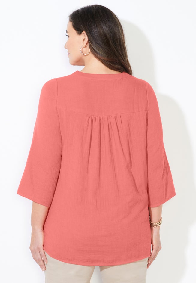 Liz&Me® Y-Neck Lace Blouse image number 1