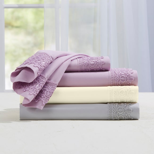 4-pc Lace Trim Sheet Set image number null