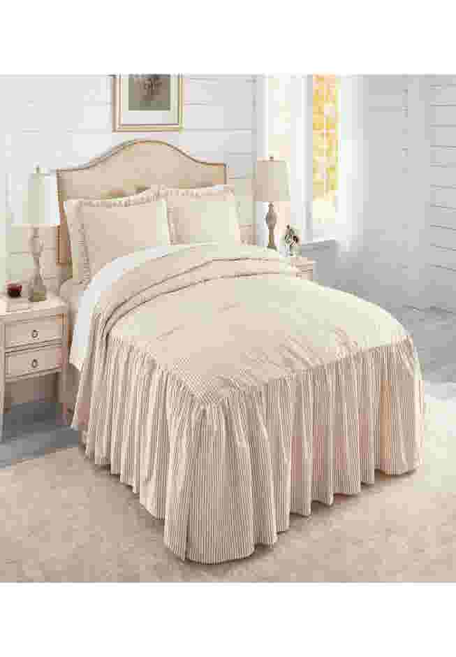 Ticking Stripe Ruffle Bedspread image number 0